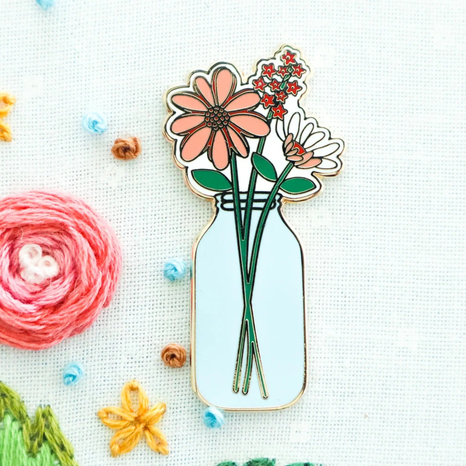 Mason Jar Vase Needle Minder by Flamingo Toes Flamingo Toes