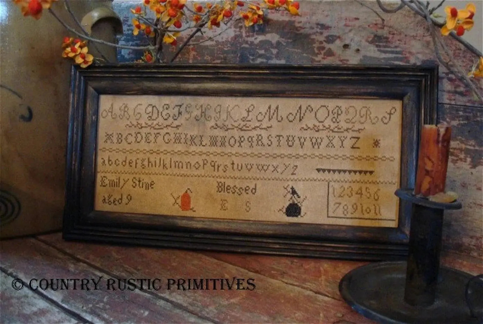 Primitive Emily Stine Thanksgiving Sampler by Country Rustic Primitives Country Rustic Primitives
