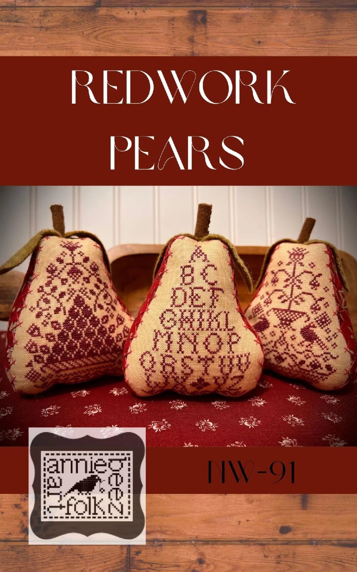 Redwork Pears by Annie Beez Folk Art Annie Beez Folk Art