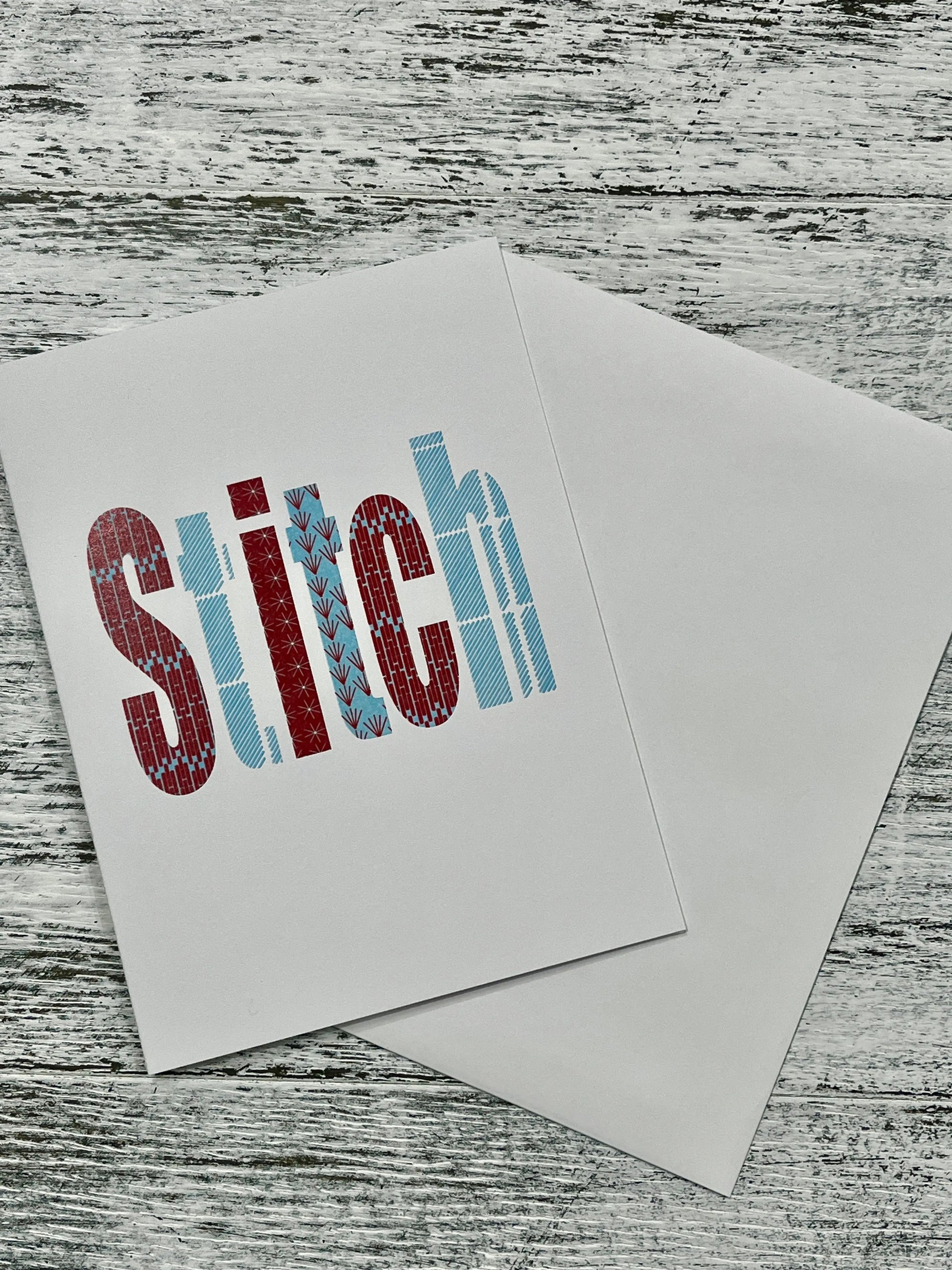 Stitch Red and Blue Card Jenn Klein Designs