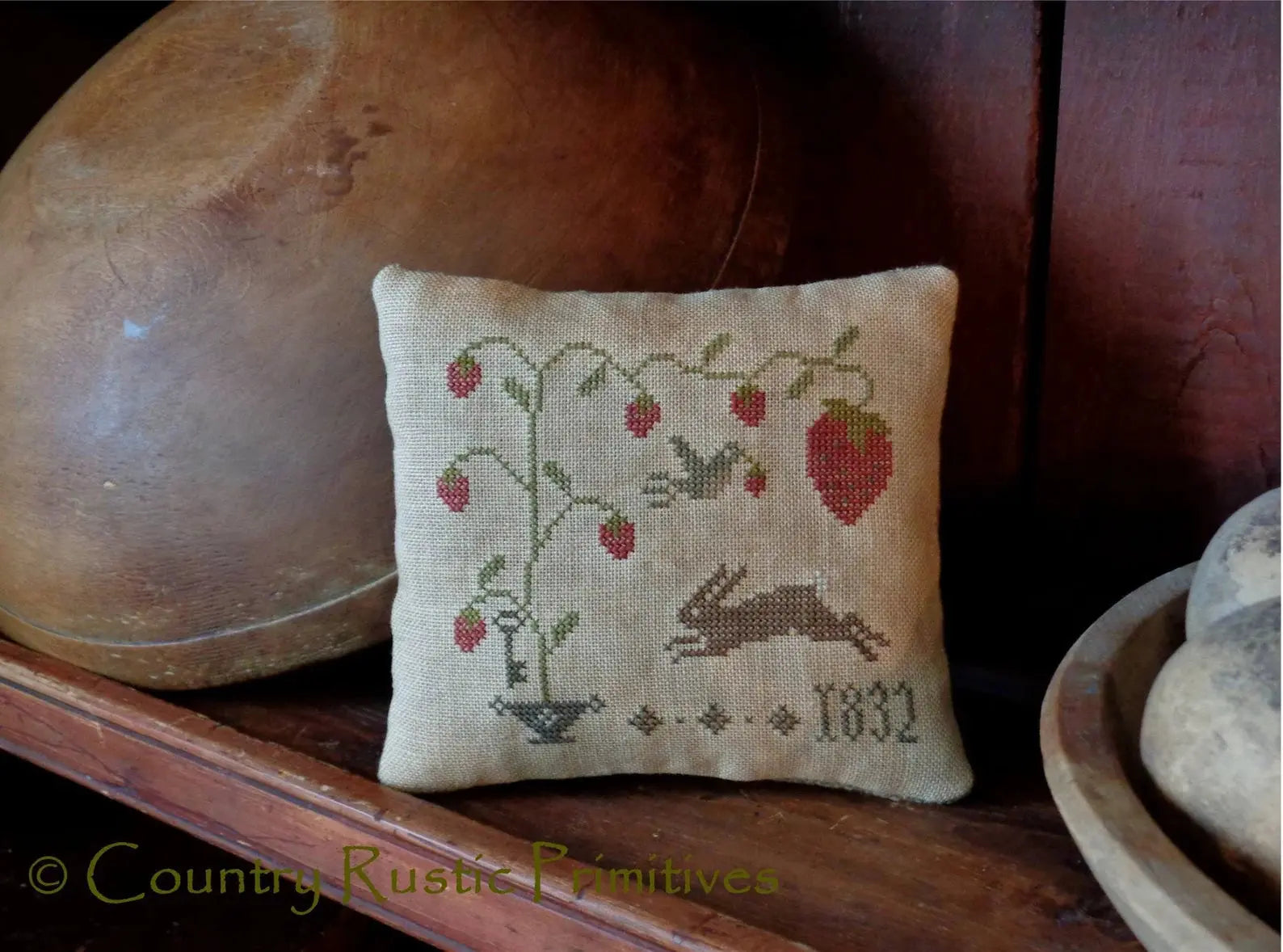 Sweet Strawberry Pillow Tuck by Country Rustic Primitives Country Rustic Primitives