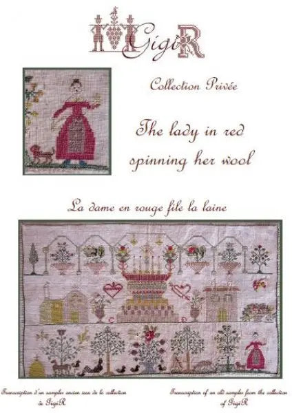 The Lady in Red Spinning Her Wool by Gigi R Gigi R